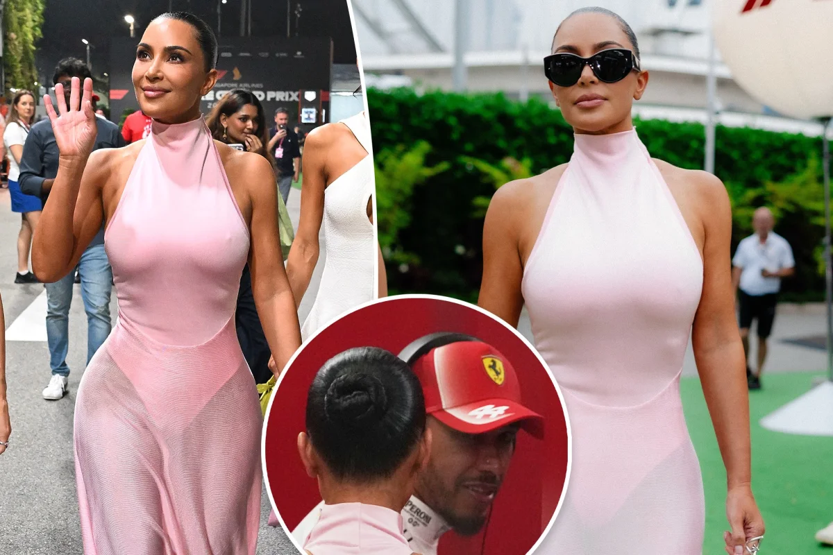 Kim Kardashian, Lewis Hamilton'ı Singapur Grand Prix'te destekledi